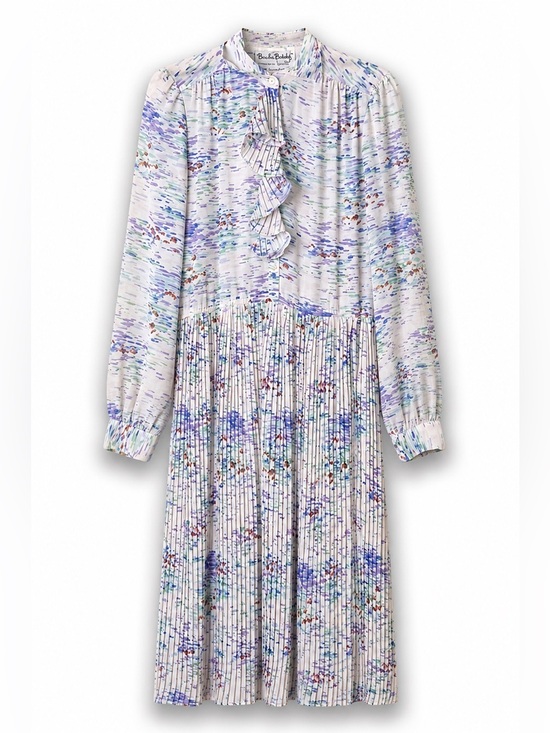 Diane Von Furstenberg Dresses & Skirts - Diane Von Furstenberg | Vintage Watercolor Floral Pleated Cascade Ruffle Dress 4